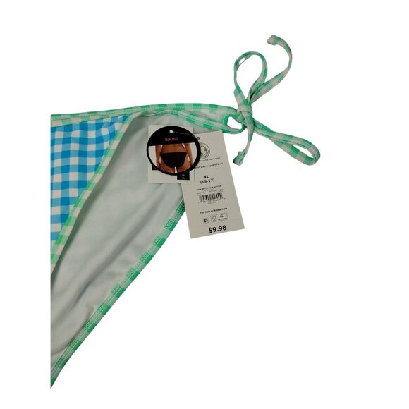 No Boundaries Junior Girls XL Blue and White Checkered Gingham Bikini Bottoms - Picture 3 of 5